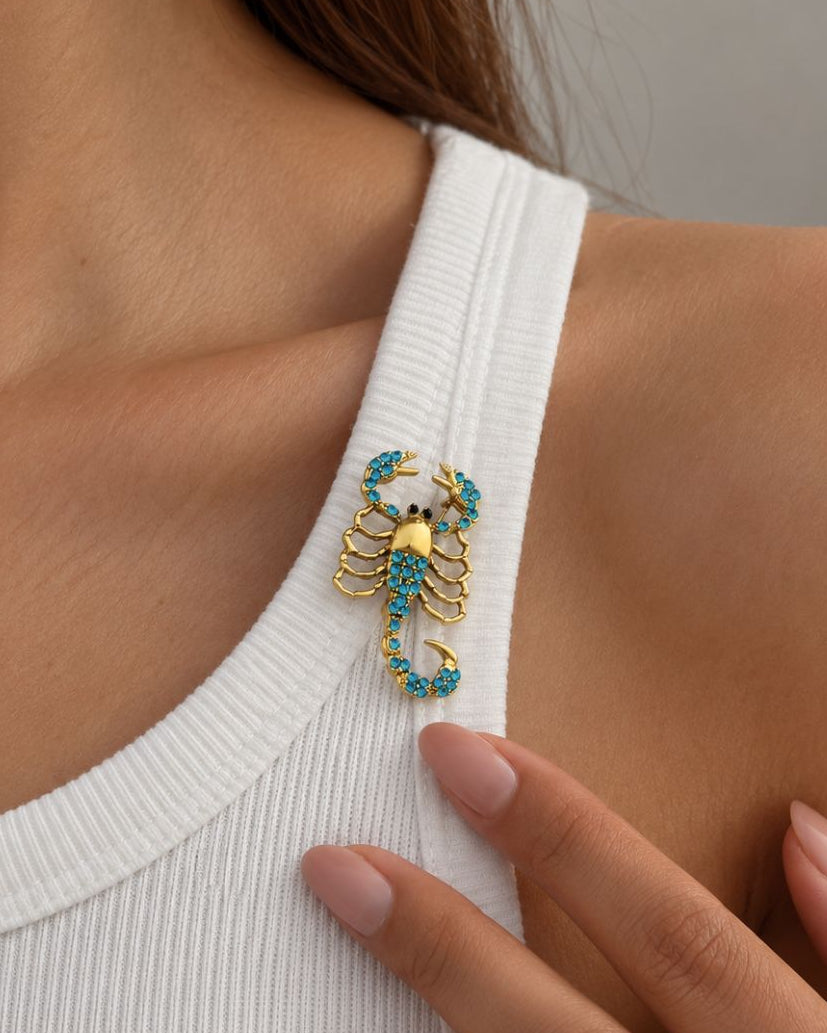Blue Scorpio Brooch