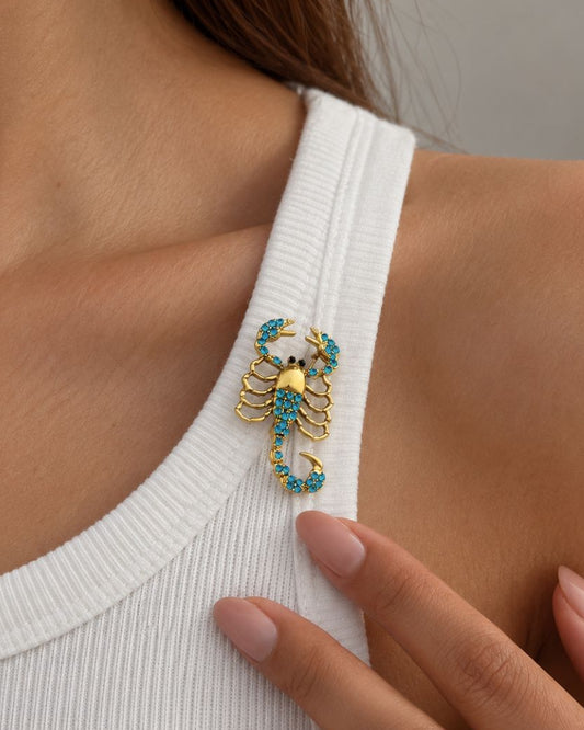 Blue Scorpio Brooch
