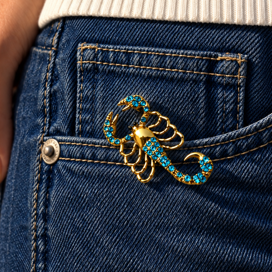 Blue Scorpio Brooch