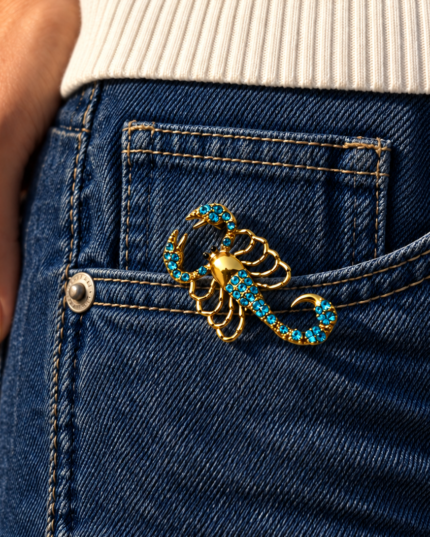 Blue Scorpio Brooch