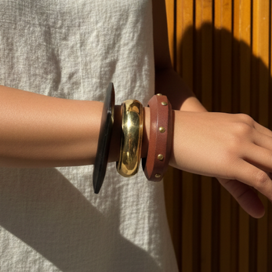 Chunky  Wooden Bangles stack