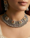 Dhara Oxidised Kundan Necklace Set with Mangtika