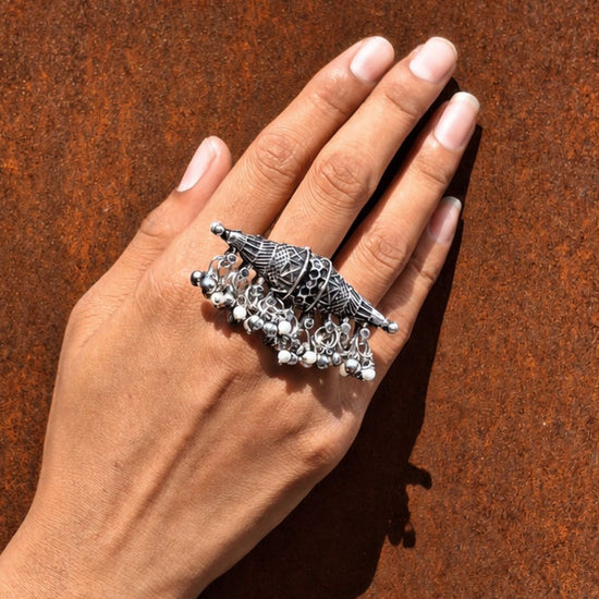 Dhol Oxidised Ring