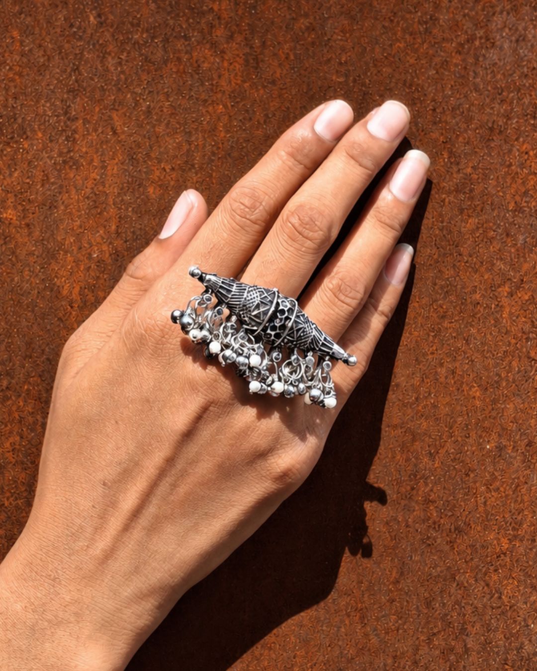 Dhol Oxidised Ring