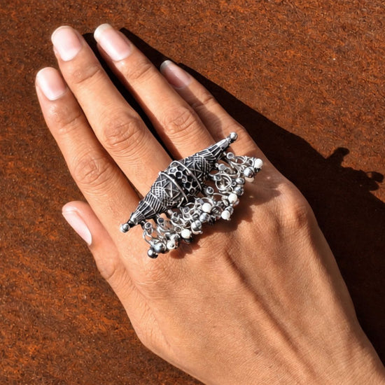 Dhol Oxidised Ring