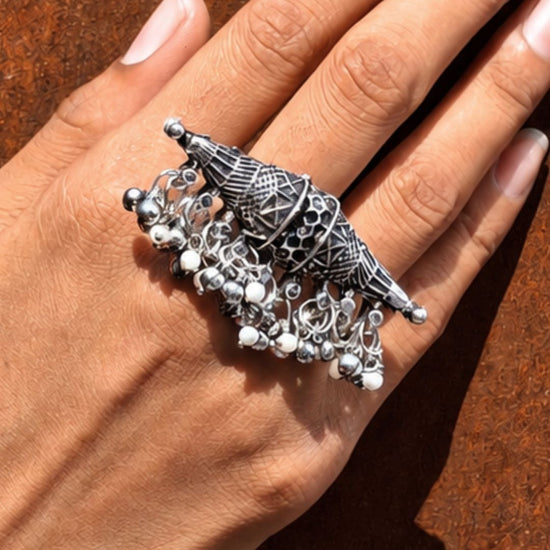 Dhol Oxidised Ring