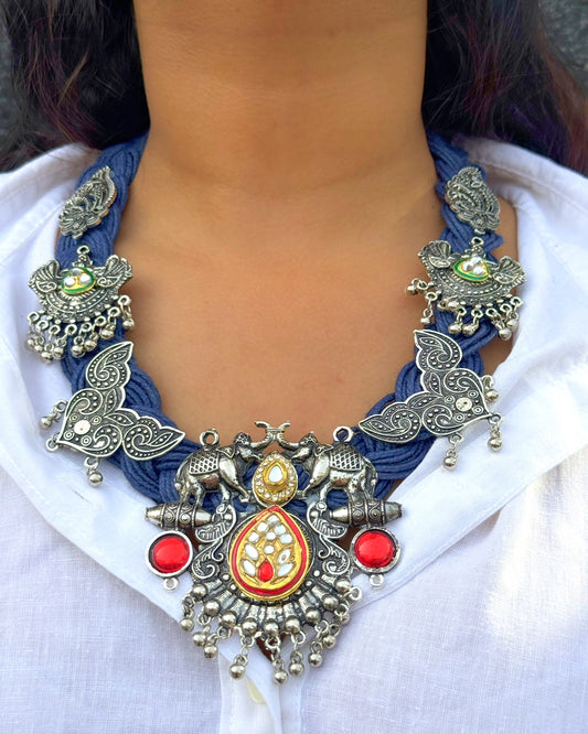 Diya Blue Jute Necklace