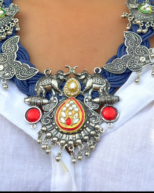 Diya Blue Jute Necklace