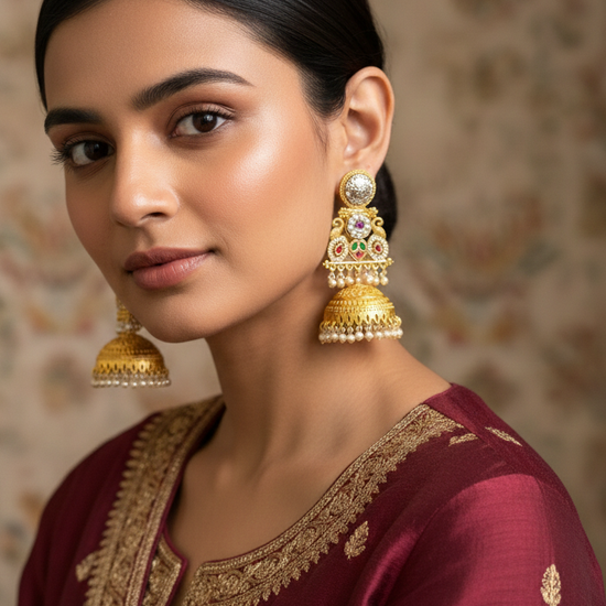 Diya dual-tone big jhumka