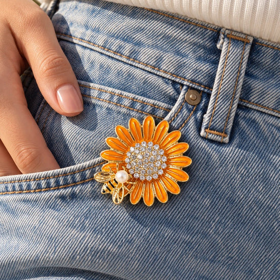 Flower and Bee Brooch