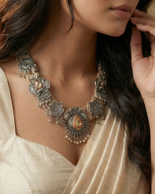 Gauri Beige Jute Necklace