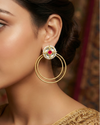 Griha Kundan Big Round Earrings
