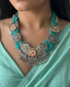 Yamini Sea-Green Jute Necklace