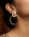 Griha Kundan Big Round Earrings
