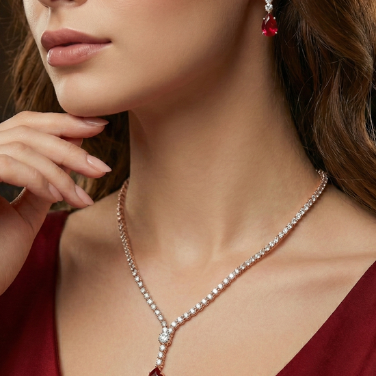 Sabrina Red Diamond Necklace Set