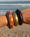 Golden Hour Wooden Bangle Stack - Stack of 3