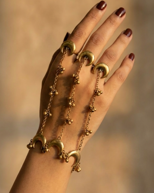 Half Moon Golden Haath Phool Bracelet