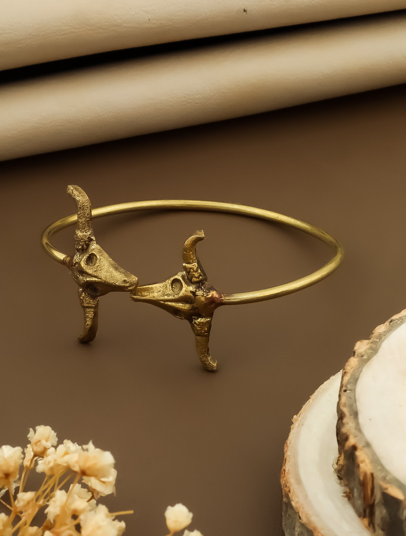 Bull Oxidised Gold Bracelet