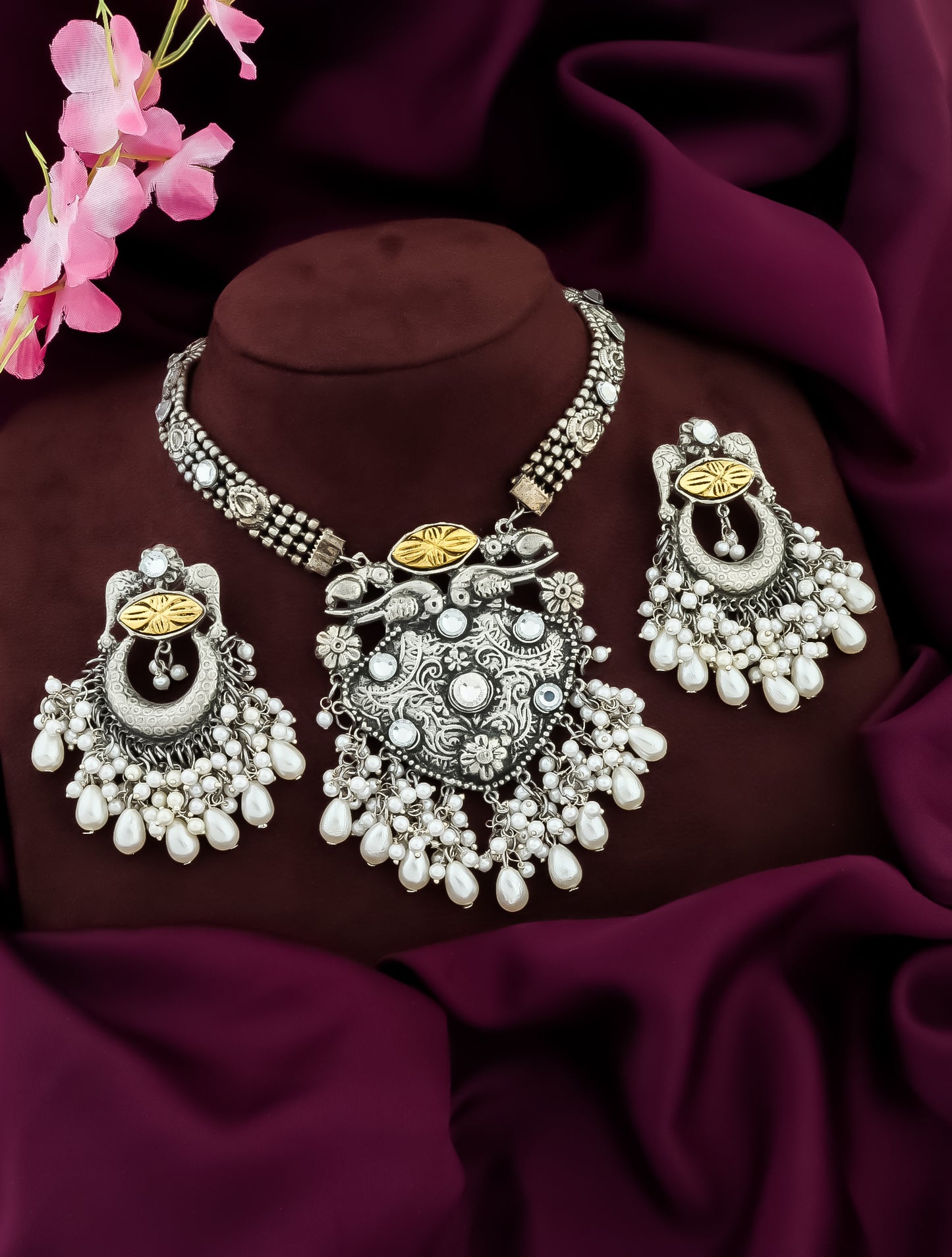 Khudaya Long Dual Tone Necklace Set