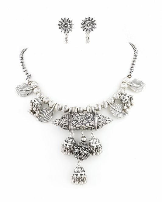Silsila Silver Long Necklace Set