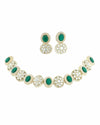 White and Green Kundan Set