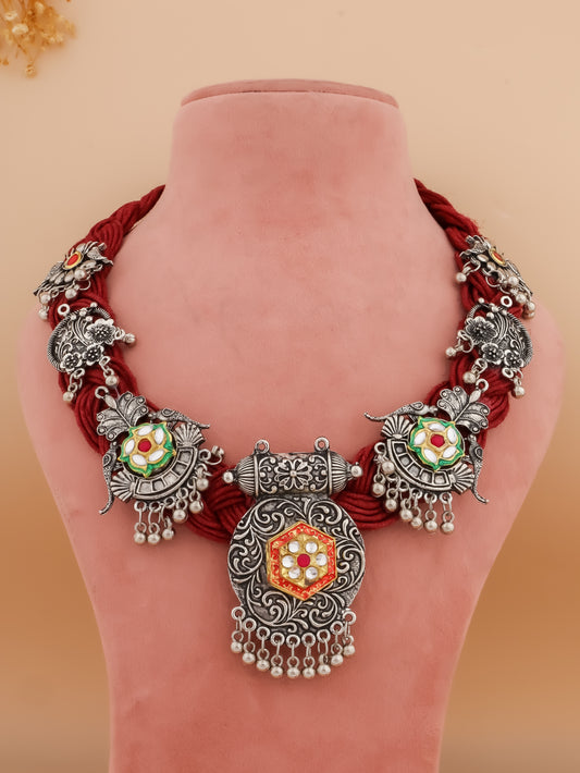 Gayatri Red Jute Necklace
