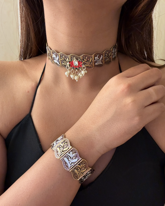 Padma Choker Set with Kada
