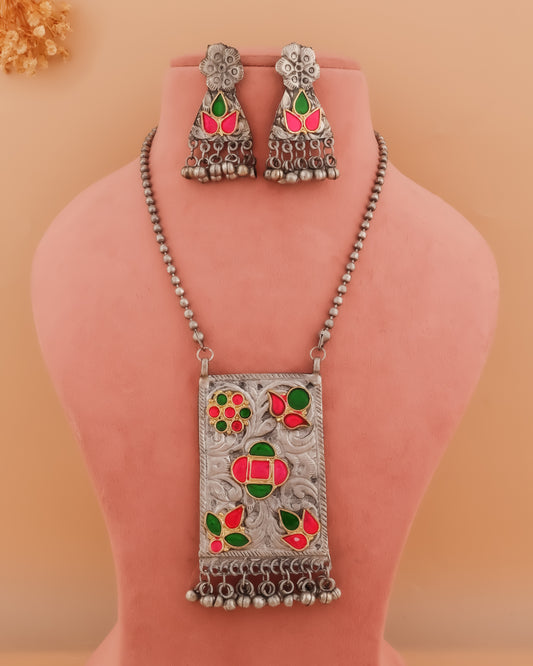 Parveen Long Meena Necklace Set