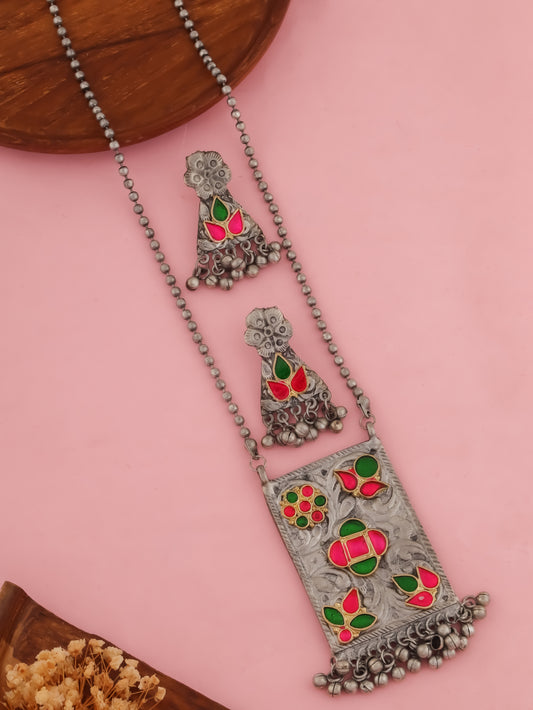 Parveen Long Meena Necklace Set