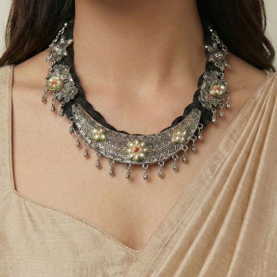 Sumitra Black Jute Necklace