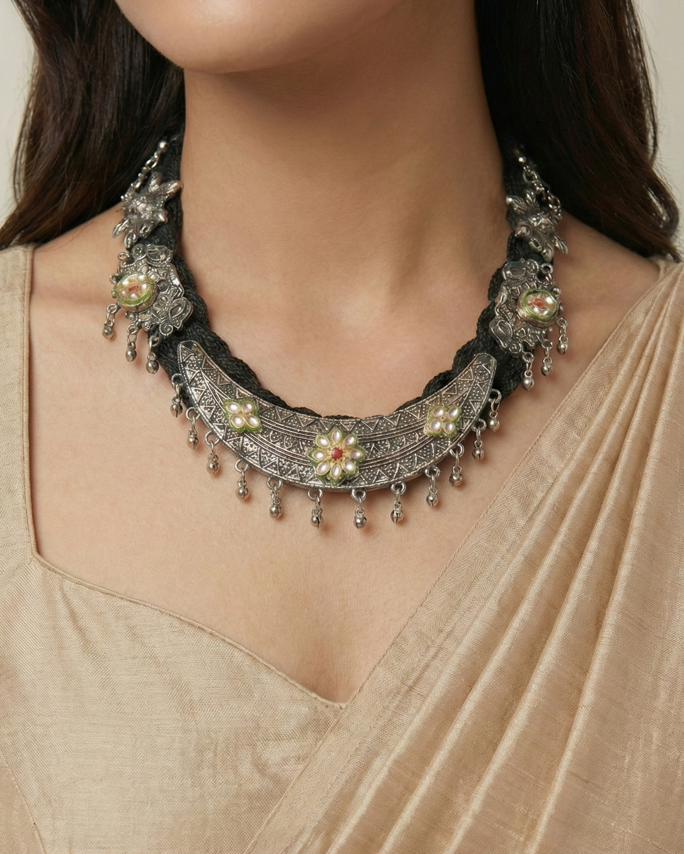 Sumitra Black Jute Necklace