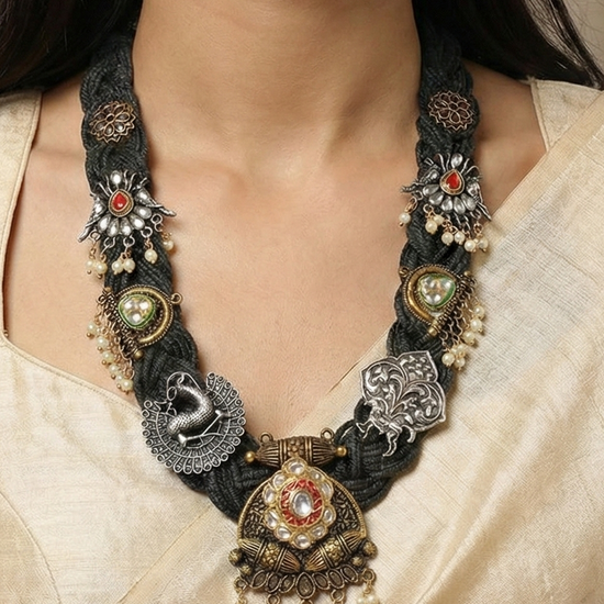 Kavita Black Jute Necklace