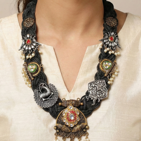 Kavita Black Jute Necklace