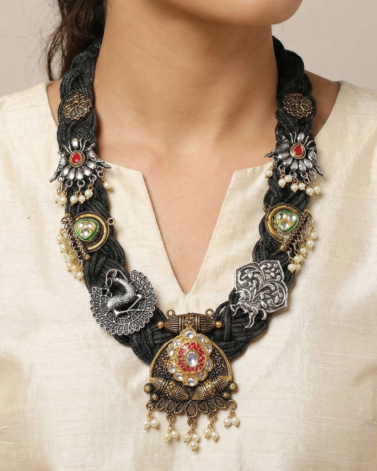 Kavita Black Jute Necklace
