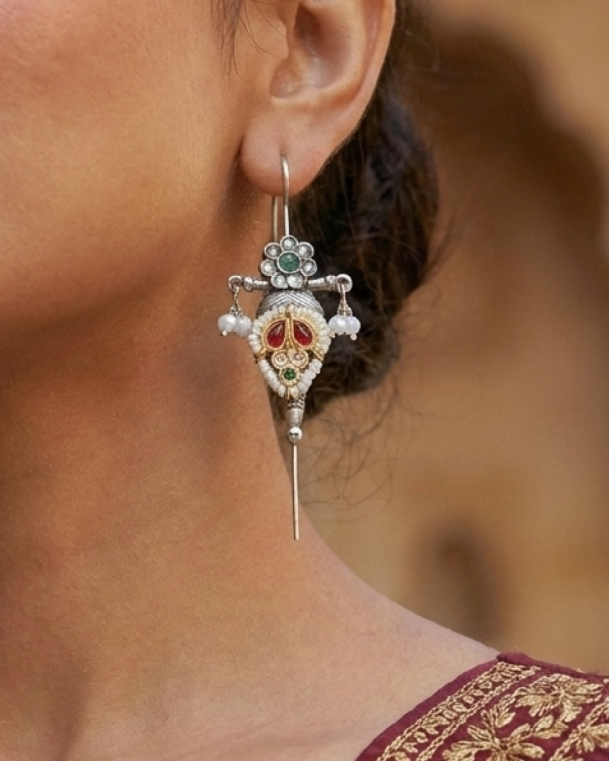 Kumud Kundan Oxidised Earrings