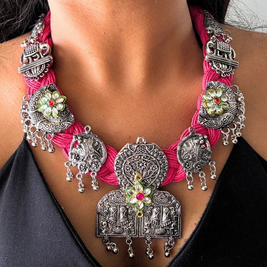Malvika Pink Jute Necklace