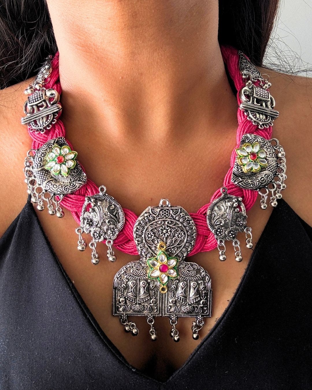 Malvika Pink Jute Necklace