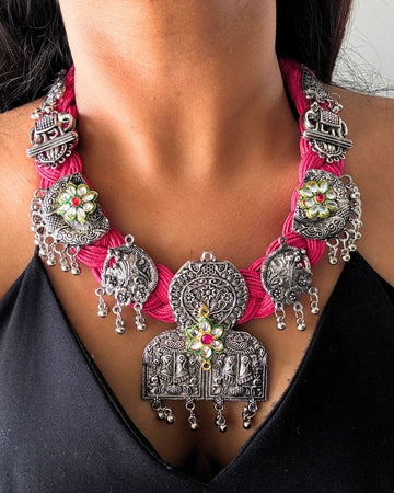 Malvika Pink Jute Necklace