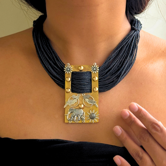 Mishri Black Jute Necklace
