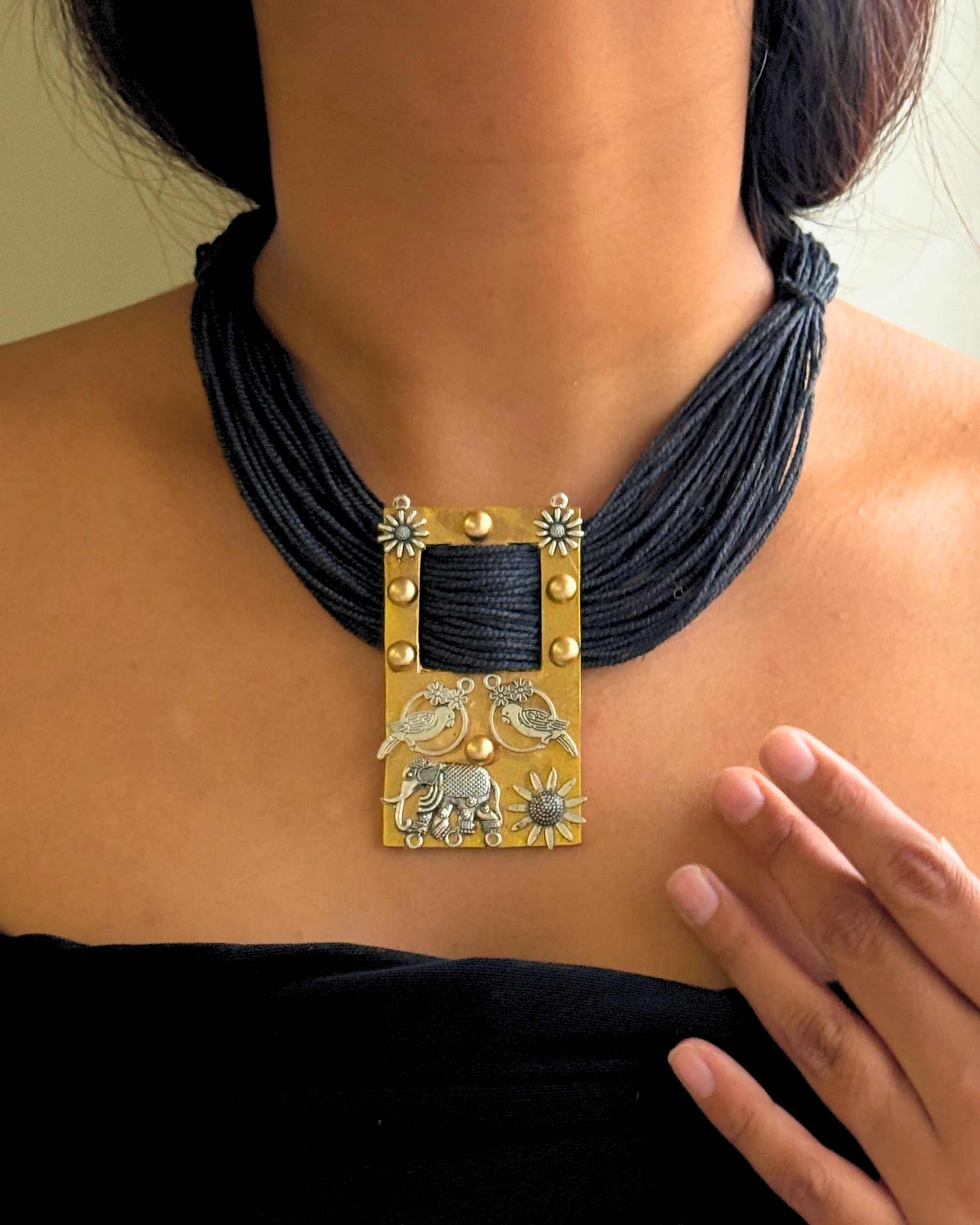 Mishri Black Jute Necklace