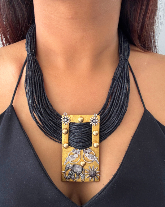 Mishri Black Jute Necklace