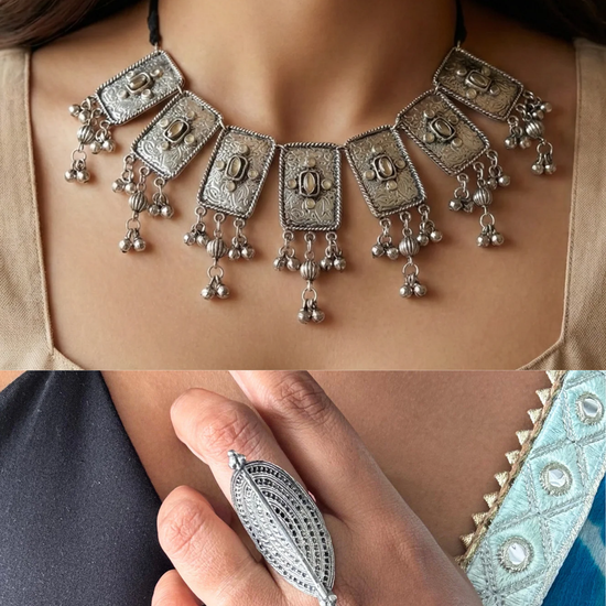 Mita choker set with finger ring