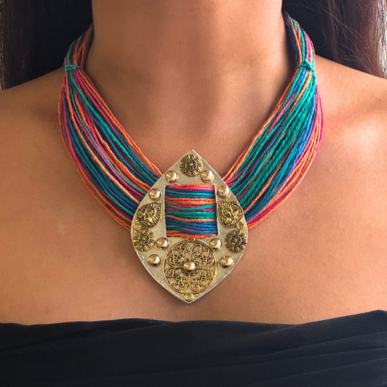 Mithi Multicolour Jute Necklace