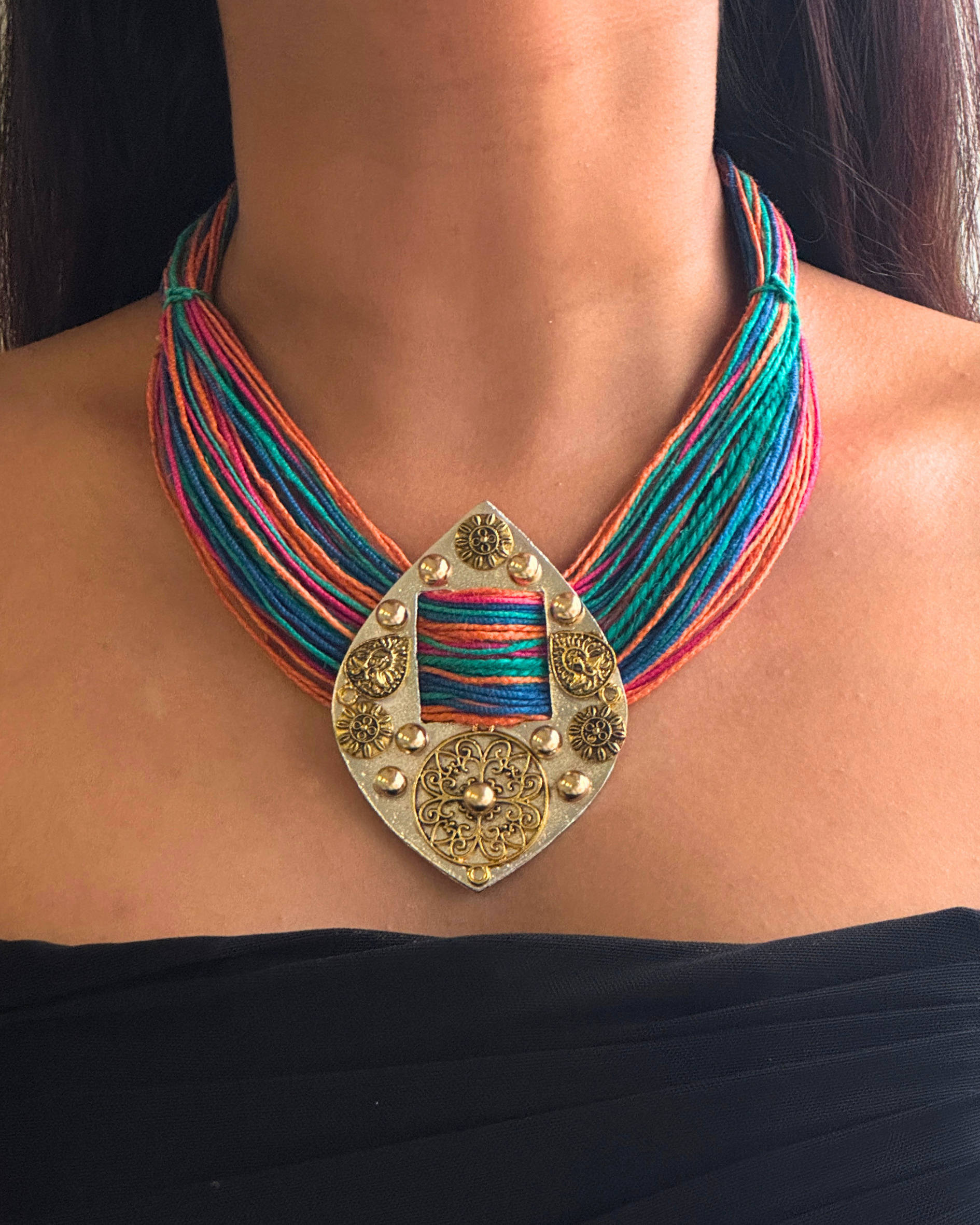 Mithi Multicolour Jute Necklace