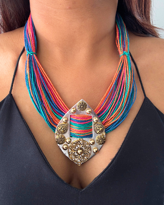 Mithi Multicolour Jute Necklace