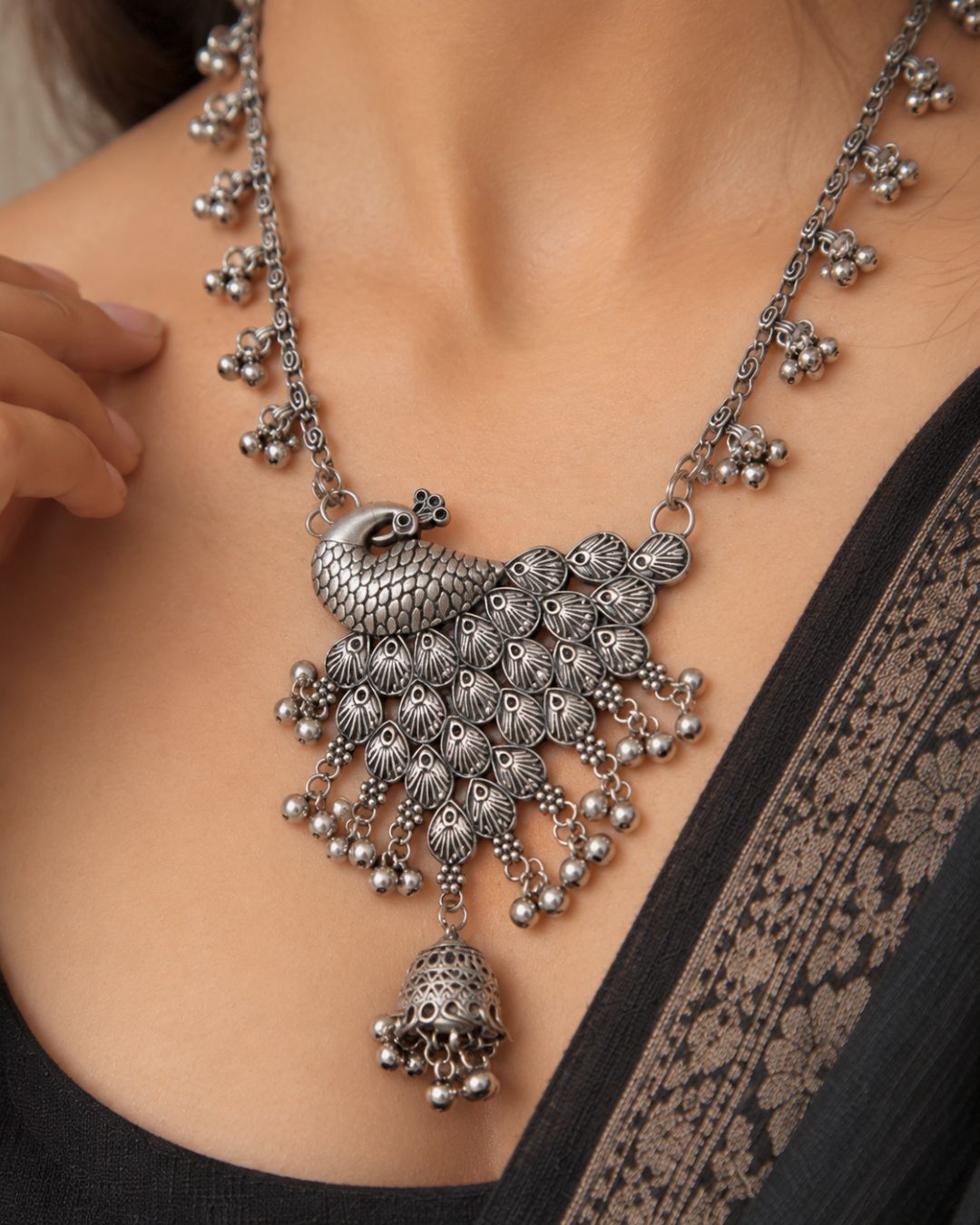 More Long Oxidised Necklace Set