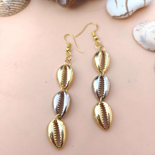 Golden and Silver Shell Earrings: Shell Chandelier
