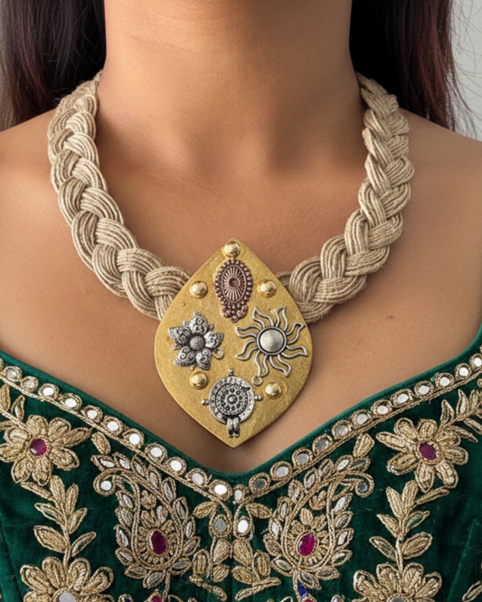 Nakshatra Beige Jute Necklace