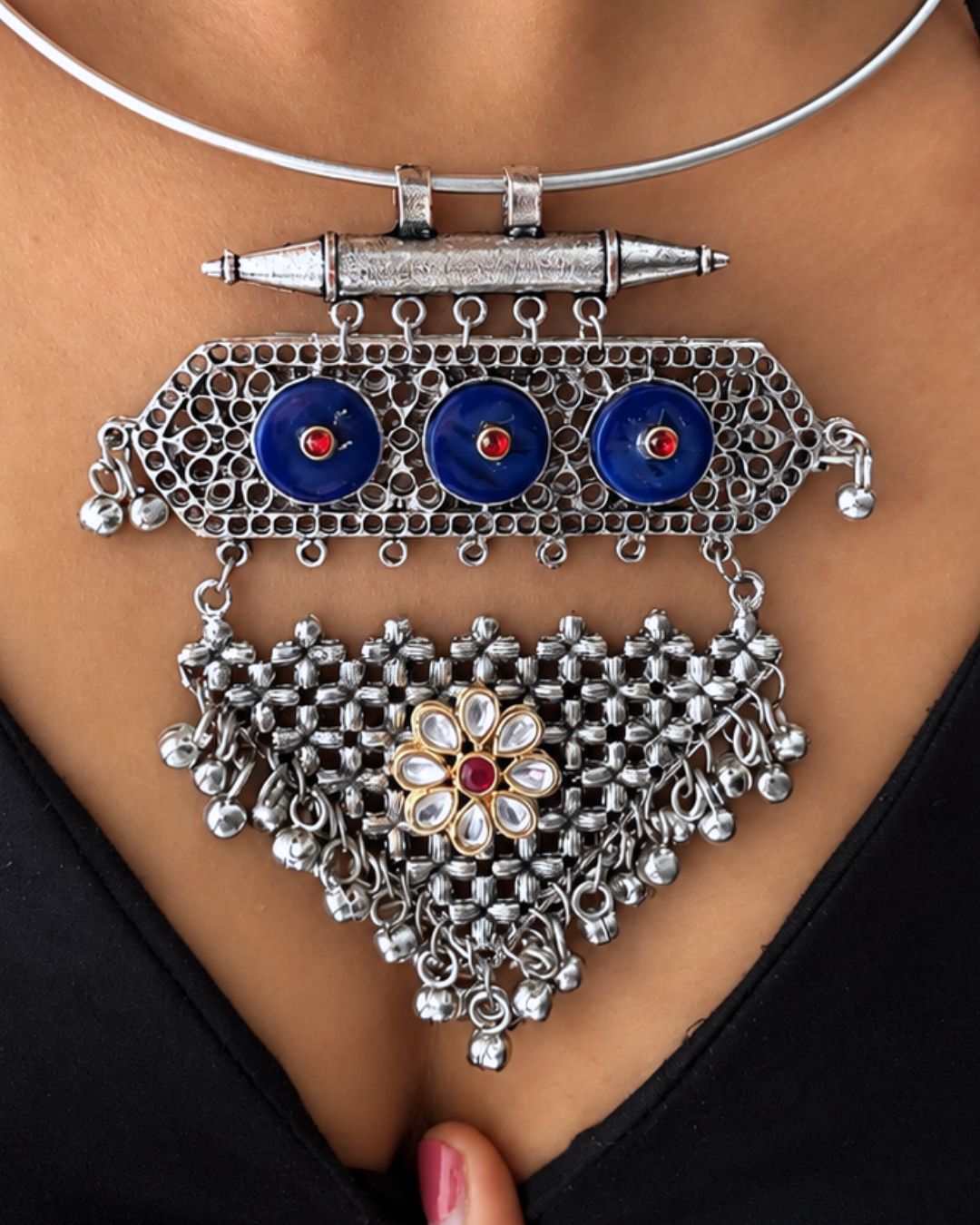 Neel Oxidised Hasli Set