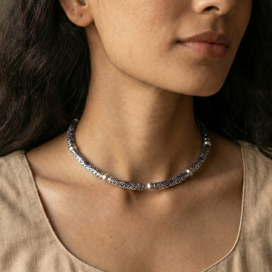 Neel Silver Choker Set